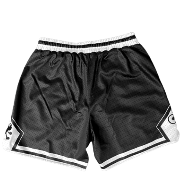 These unisex black mesh ﻿shorts﻿ are made for comfort and to be versatile. They are perfect for playing sports or to rock on a chill day. It is made with premium materials featuring a high quality print of our brand name in the front and signature logo on the both sides of the shorts.