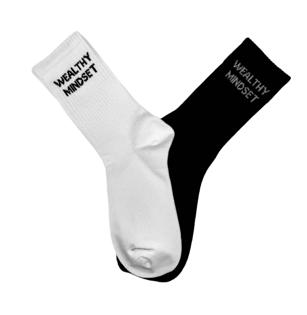 The one size fits crew socks is good for everyday wear.  It comes in black and white with our brand name printed on the soles.