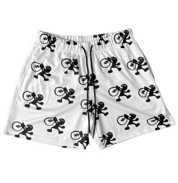 These unisex white mesh shorts are made for comfort and to be versatile. They are perfect for playing sports or to rock on a chill day. It is made with premium materials featuring a high quality print of signature logo.